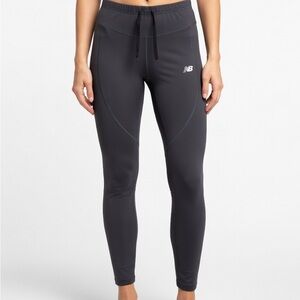 New Balance Charcoal Gray Performance Leggings with Drawstring, Size Medium